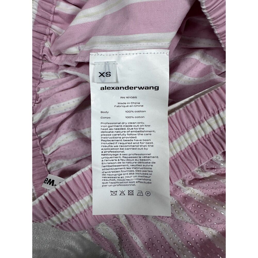 Alexander Wang Pink/ White Classic Boxer Shorts w Clear Bead in Size XS - Picture 4 of 7